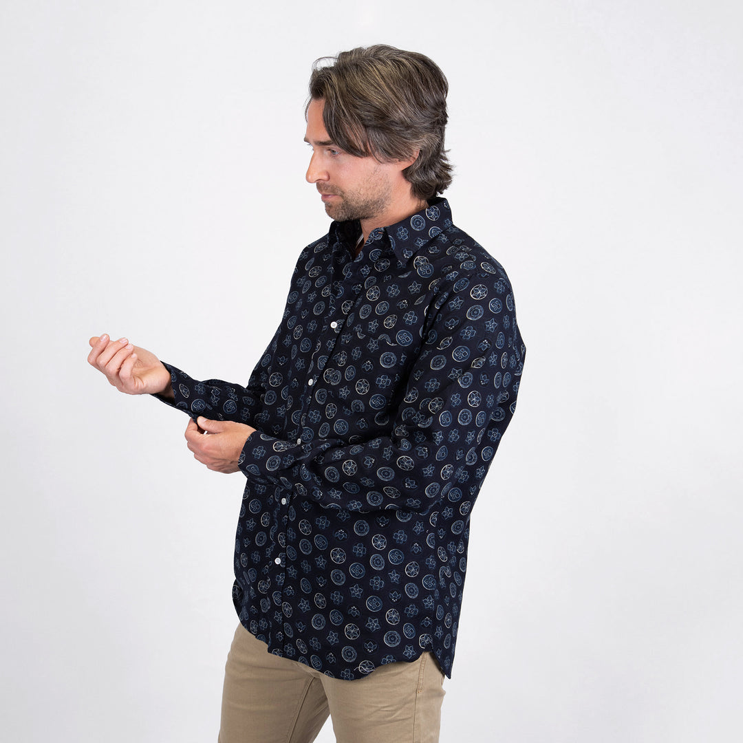 A.B.C.L. York Japanese Print Navy Shirt