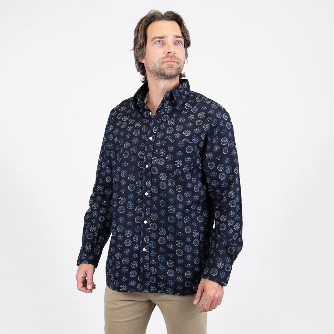 A.B.C.L. York Japanese Print Navy Shirt