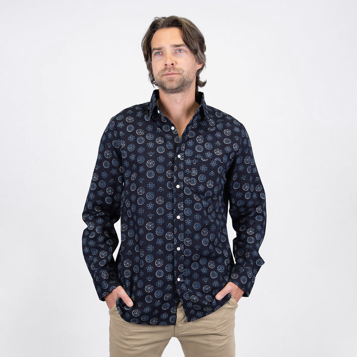 A.B.C.L. York Japanese Print Navy Shirt