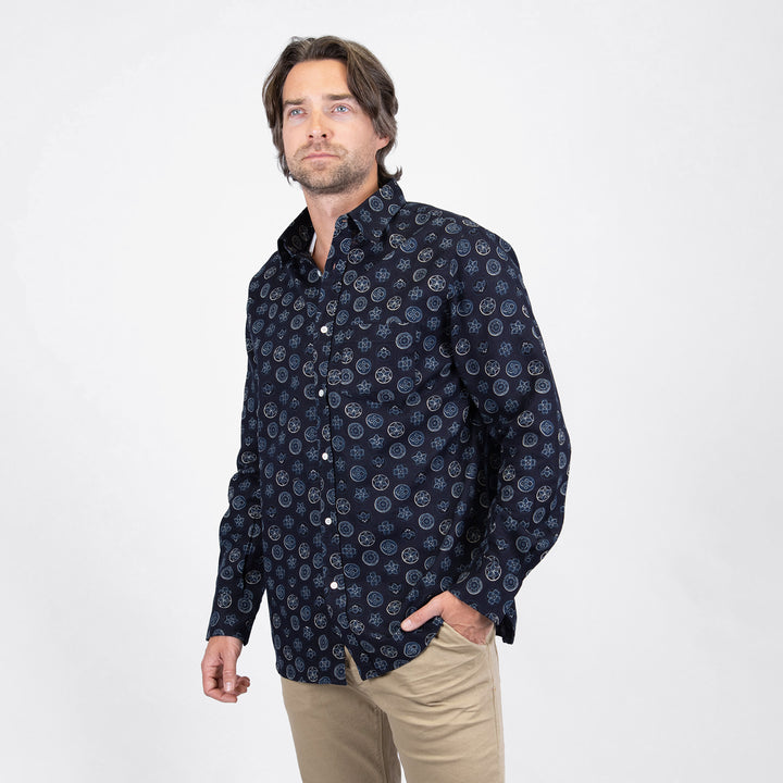 A.B.C.L. York Japanese Print Navy Shirt