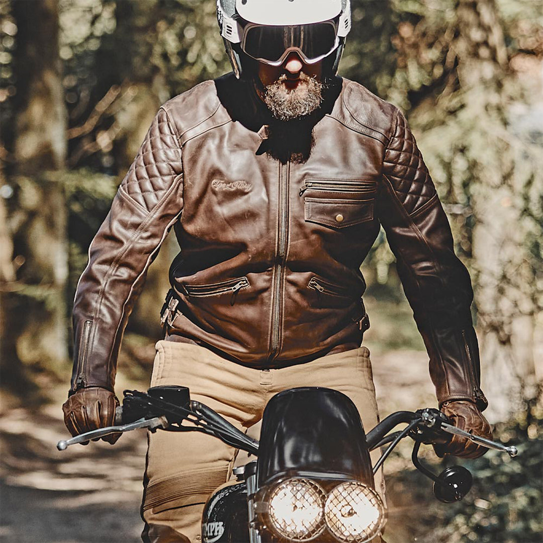 Motorradjacke Motorrad Sommer Lederjacke Motorcycle Caferacer