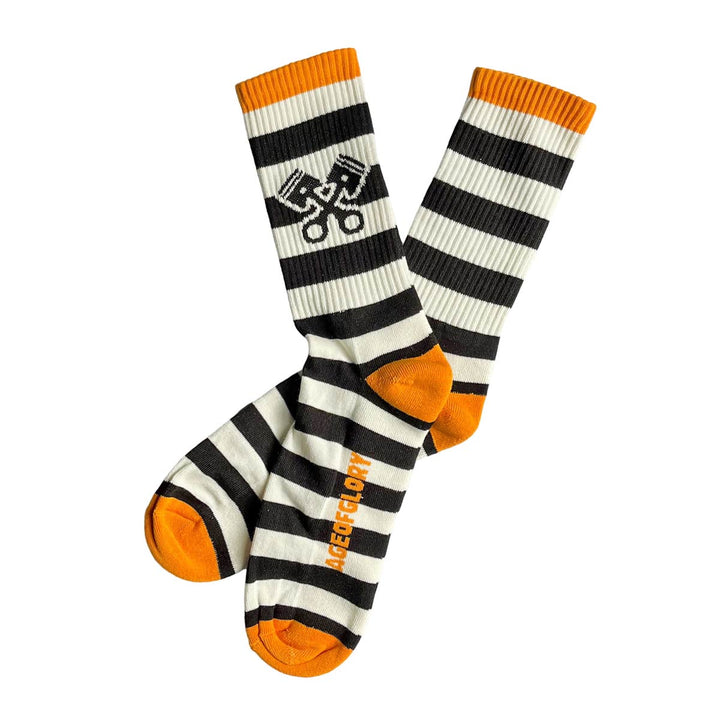 Age of Glory Stripe Socks Black Off-White Orange