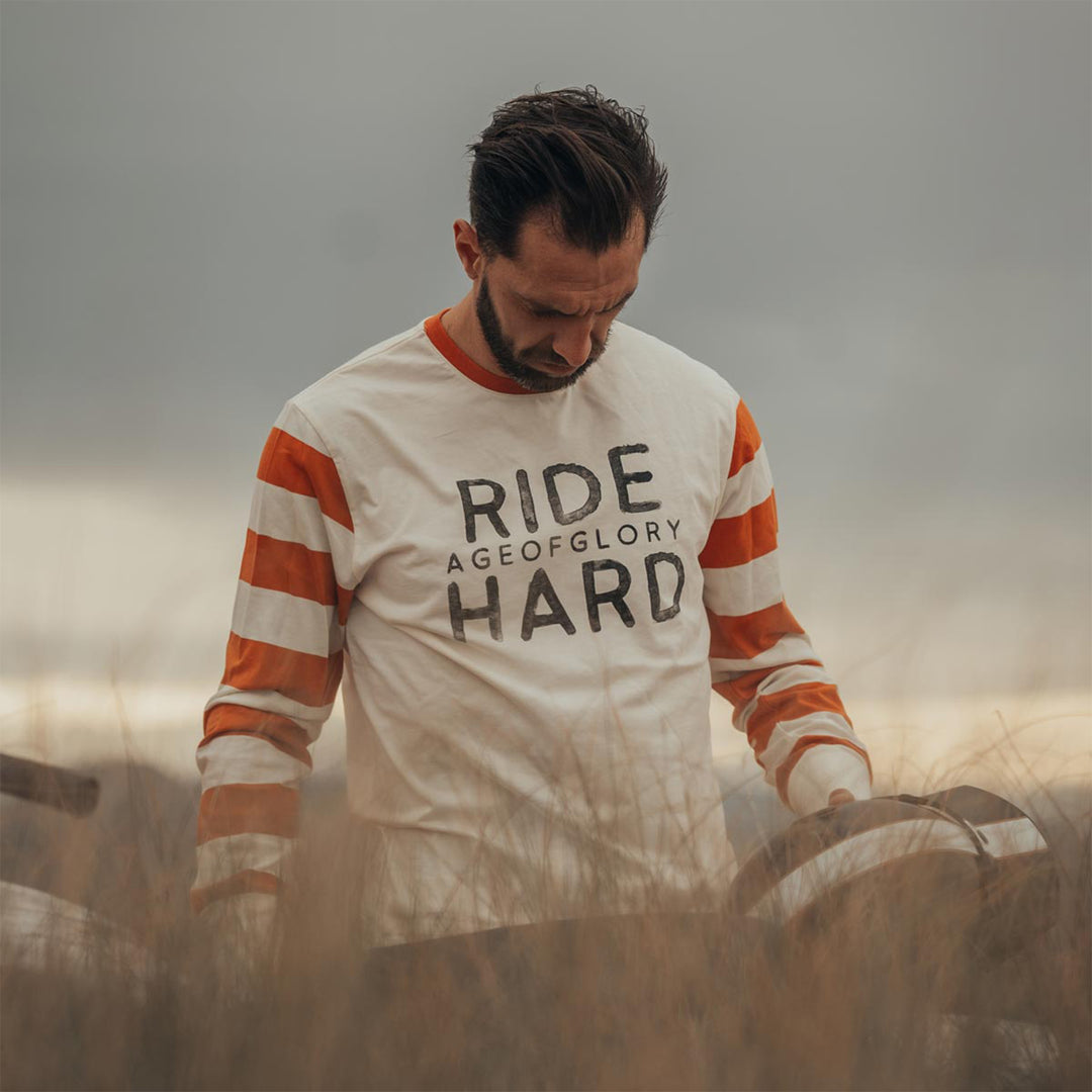 Ride Hard LS Tee Ecru Rust