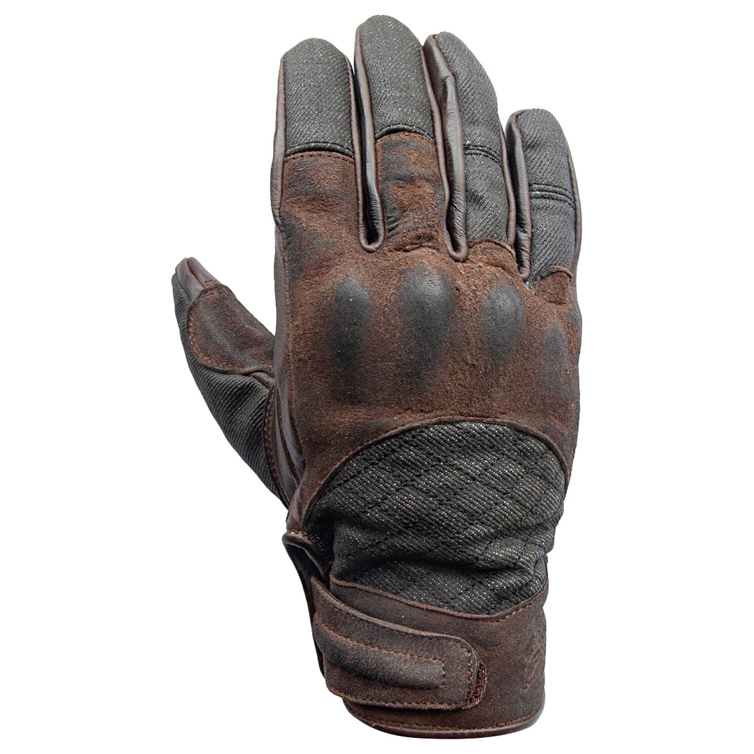 Age of Glory Shifter Gloves Brown Leather & Denim