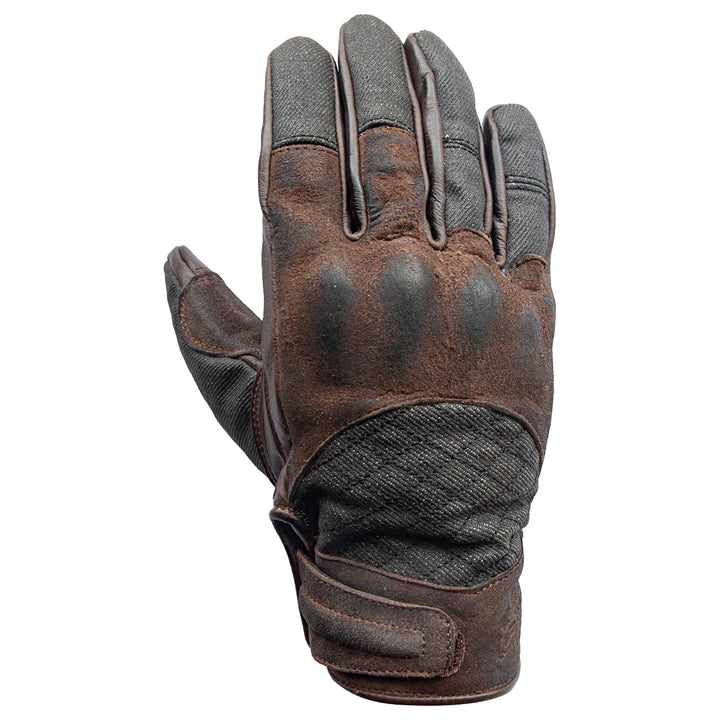 Shifter Gloves Brown Leather & Denim