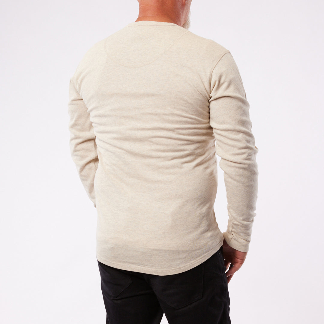 Pike Brothers Henley Shirt long sleeve ecru melange