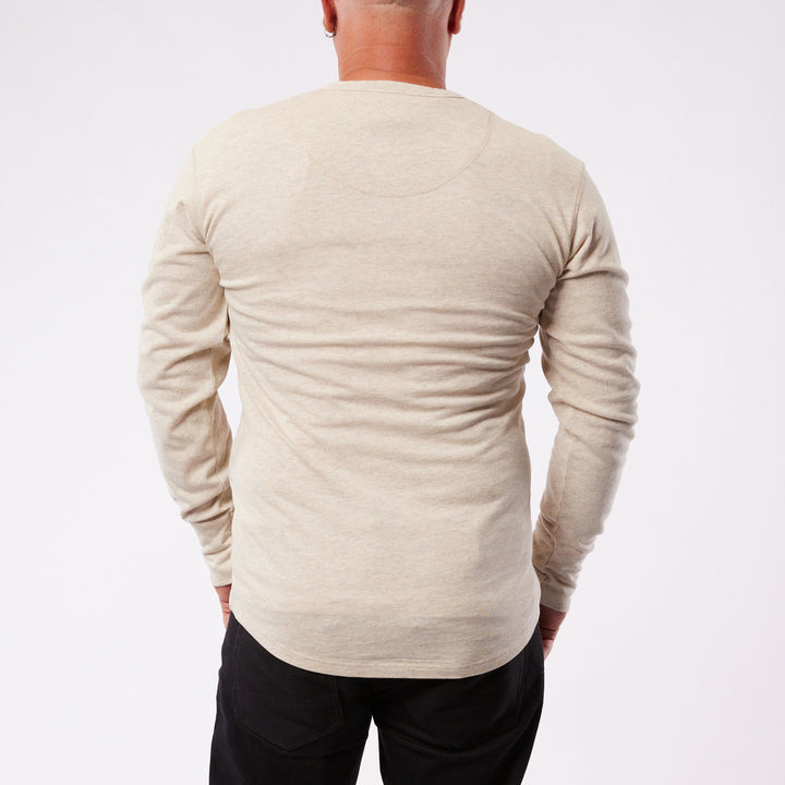 Pike Brothers Henley Shirt long sleeve ecru melange